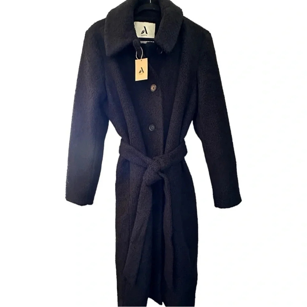 NWT Amazon Essentials Women's Relaxed Fit
Recycled Polyester Sherpa Long Coat